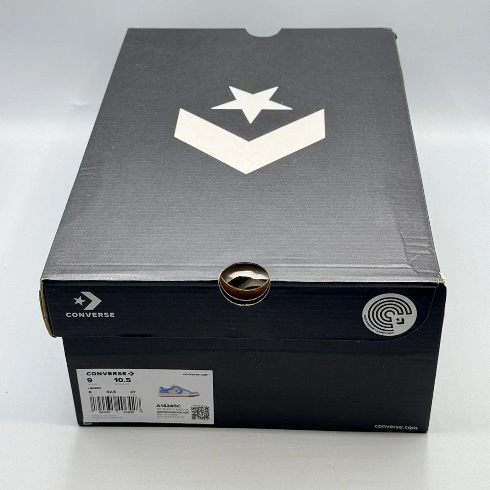 Converse Men's 9 Sneakers Leather Blue Pro Blaze Streetwear A14245C Women's 10.5